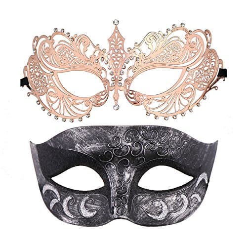 Thmyo Venetian Couple's Crown Masquerade Mask Mardi Gras Prom Costume