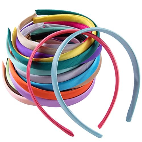 Duufin 50 Pieces Satin Headbands for Girls and Women, 25 Colors