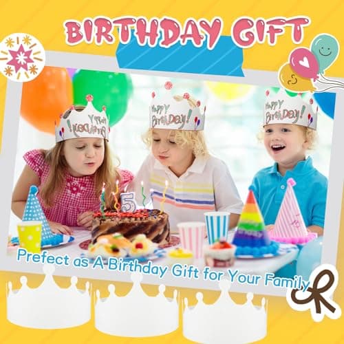 Jetec White Paper Kids' DIY Birthday Crowns for Classroom Party Hats Decorations