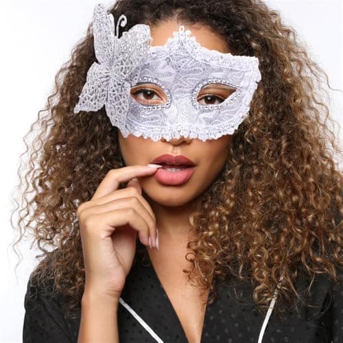 HizeJie Butterfly Masquerade Mask Lace Eye Mask for Adults 2 PCS Carnival Cosplay
