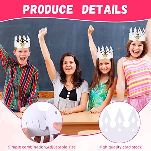 200 pcs white paper crowns for kids' birthday parties and baby showers (classic style)