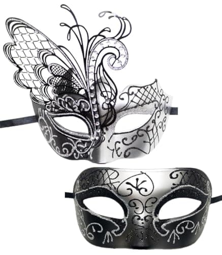 OIDEA Couples Masquerade Mask Set: Shiny Rhinestones Butterfly Costume