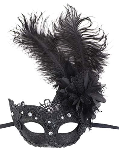 Coolwife Feather Masquerade Mask for Halloween and Cosplay