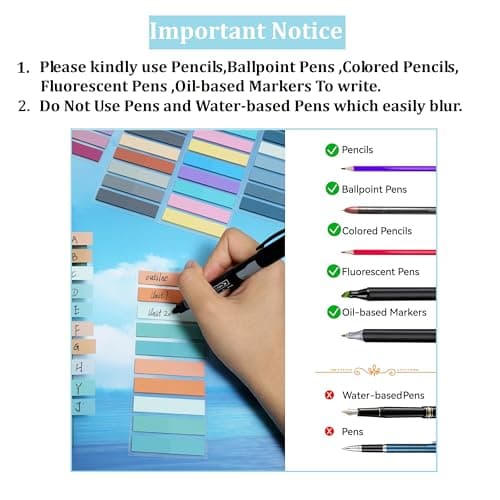 Multicolored Writable Translucent Tabs for Books & Notebooks (1000 Pcs)
