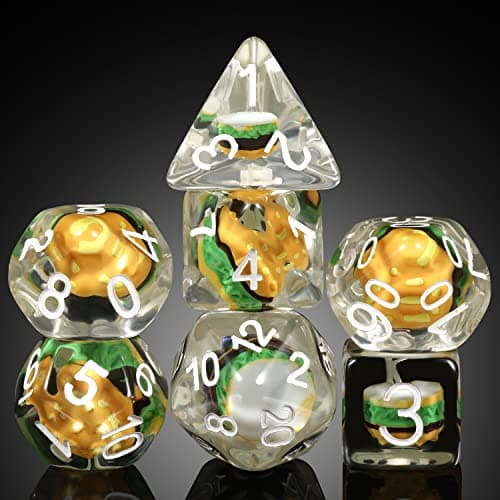 Enchanting Cat D&D 7PC Resin Dice Set with Bag