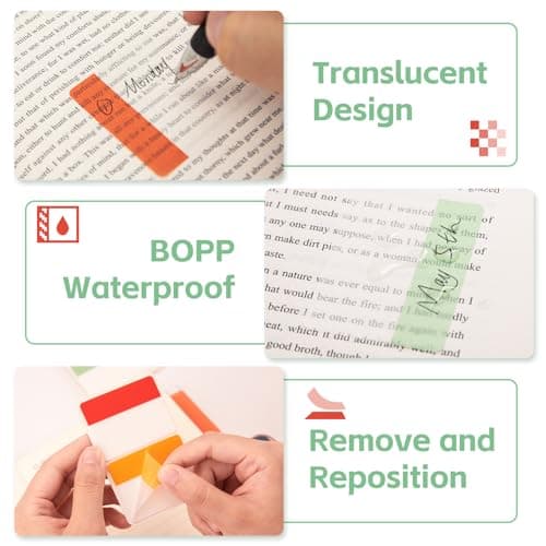KICNIC 12 Color 2 Inch Colored Sticky Tabs 480 Pieces Repositionable Binder Folders Book Markers