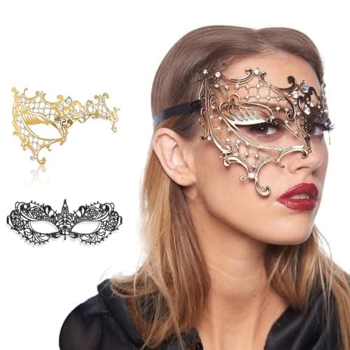 MYMENU Couples Masquerade Mask Women Metal Rhinestone Venetian Party