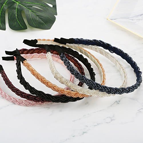 MTLEE Sparkly Crystal Beaded Headbands for Women (Classic Colors)