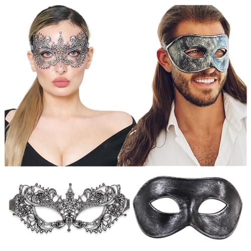 Matching Luxury Mask Set - Men & Women's Sexy Masquerade Mask for Parties
