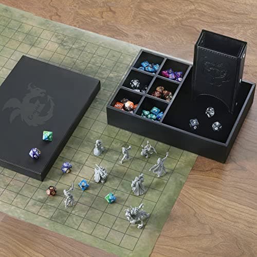Compact 3-in-1 DND Dice Tray and Tower with Storage