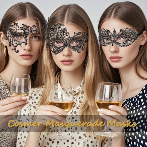 Cosmer Masquerade Mask Lace Mask for Venetian Party Costume Halloween Carnival