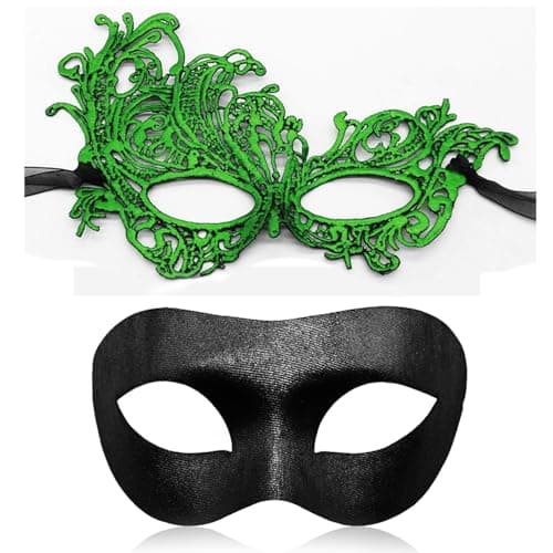 Aqearl Venetian Masquerade Mask for Couples Halloween Party Costume