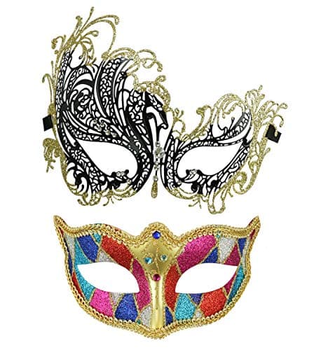 Thmyo 2 Pack Masquerade Mask for Venetian Carnival and Mardi Gras Ball