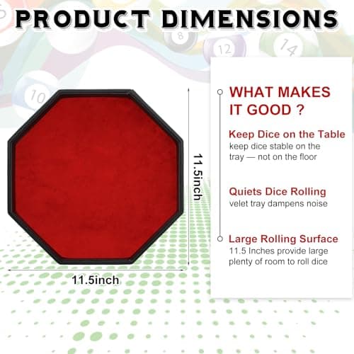 Octagon Dice Tray 11.5 Inch Dice Mat for RPG Table Games