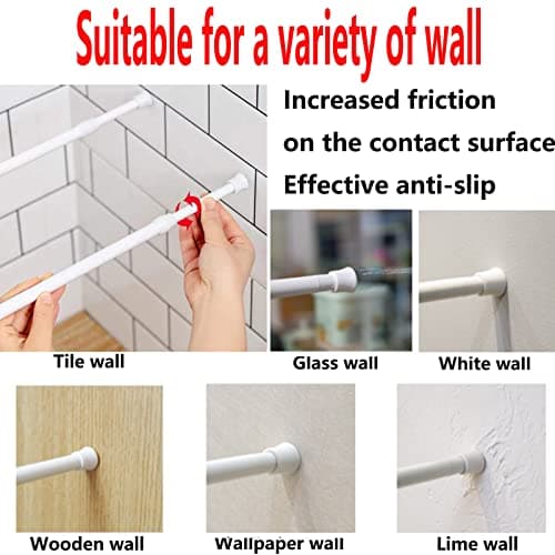 Tension Rods Shower 12 in to 20 Small Adjustable Curtain Rods for Kitchen, Closet, Cabinet