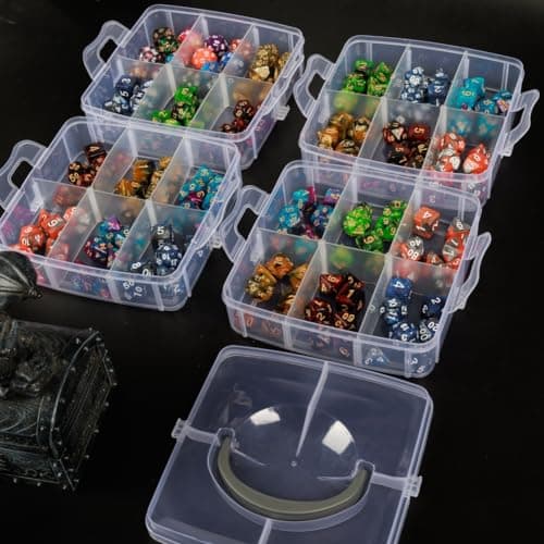 DND Dice Storage Box with Removable Dividers Plastic Organizer