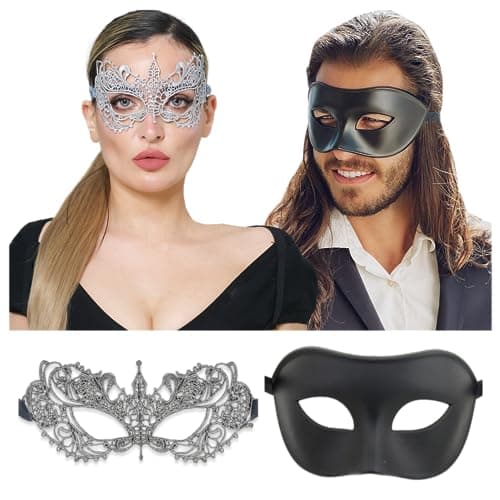 Matching Luxury Mask Set - Men & Women's Sexy Masquerade Mask for Parties