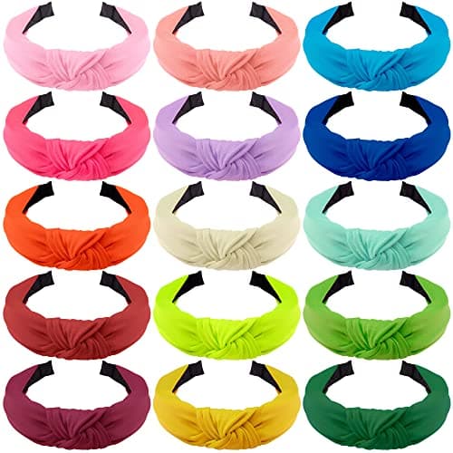 SIQUK Cross Knot Wide Cloth Knotted Headbands for Women and Girls | Stylish 15 Pieces Top Knot Headband Turbans