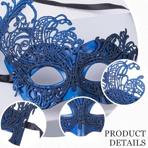 Zinniday 2-Pcs Venetian Lace Masquerade Mask Set for Couple