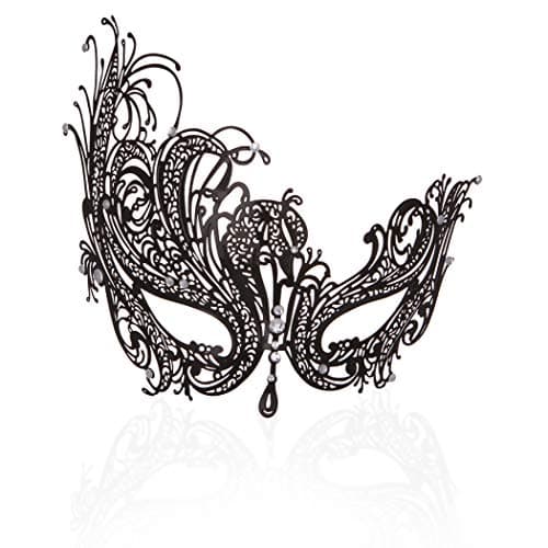 Ralleyfun Women's Venetian Metal Masquerade Mask for Carnival & Halloween Cosplay