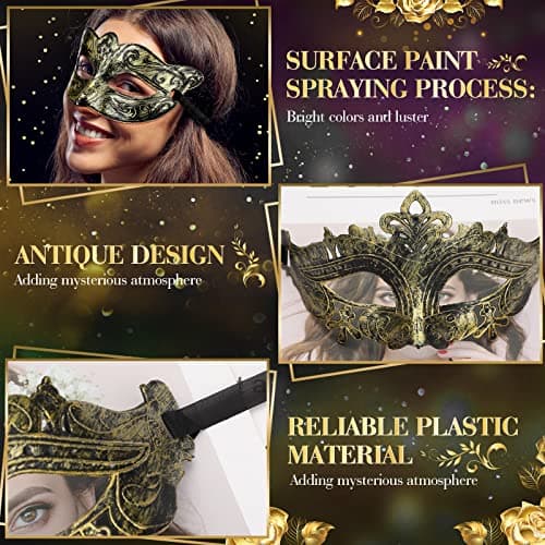 Yunsailing 30 Pieces Venetian Mardi Gras Masks for Carnival Party