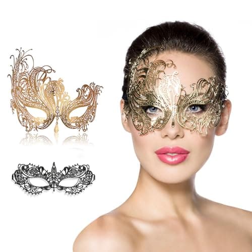 MYMENU Couples Masquerade Mask Women Metal Rhinestone Venetian Party