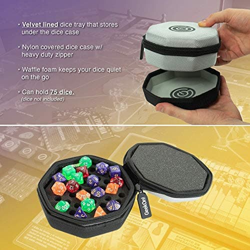 GEEKON Protective Dice Case & Tray - Holds Over 75 Dice! Perfect for Game Night! (Gray)