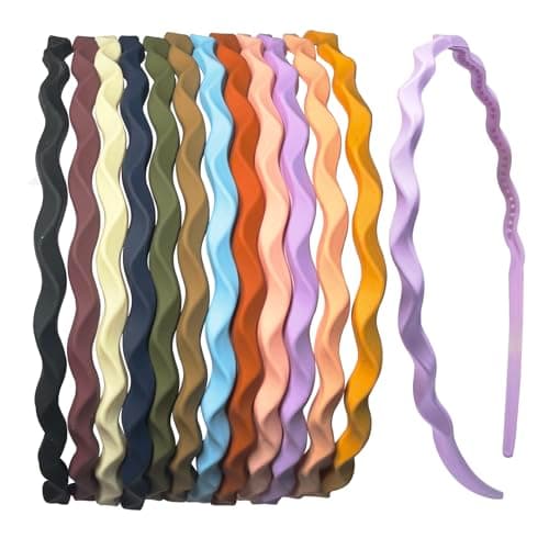 Springtime 12pcs Thin Colorful Plastic Headbands for Girls, Women, and Teens
