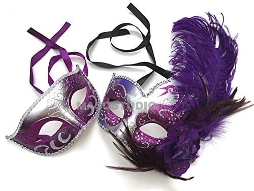 MasqStudio Couples Black Gold Masquerade Mask Pair