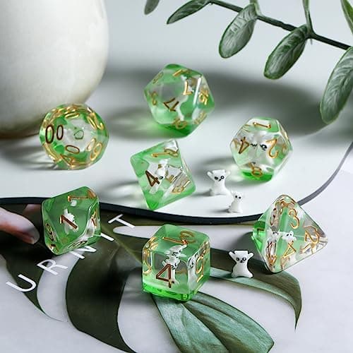 Enchanting Cat D&D 7PC Resin Dice Set with Bag