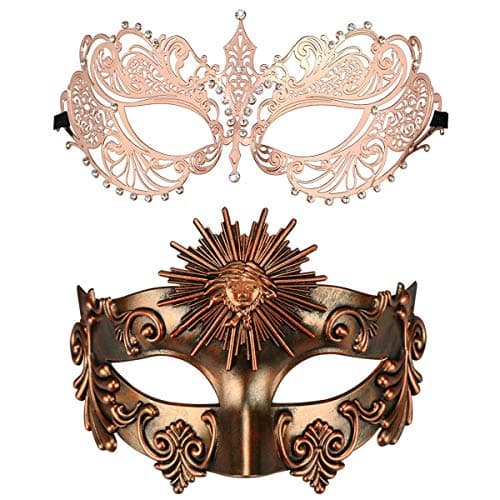 Thmyo Venetian Couple's Crown Masquerade Mask Mardi Gras Prom Costume
