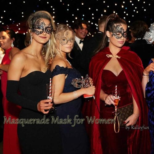 Ralleyfun Women's Venetian Metal Masquerade Mask for Carnival & Halloween Cosplay