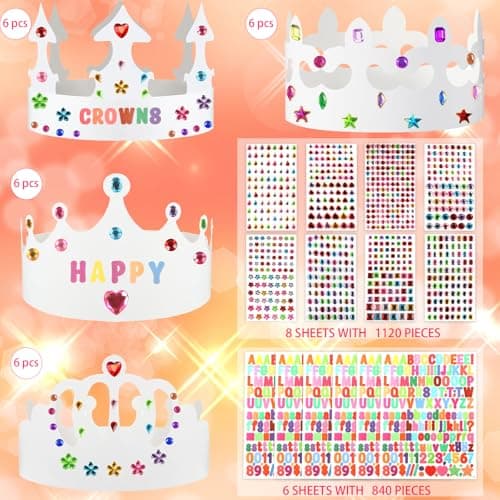 38pcs White Paper Crowns for Kids' Birthday Parties & Favors