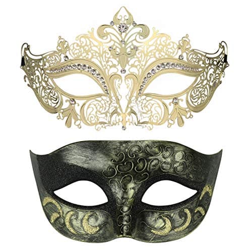 Thmyo Black Couples Venetian Masquerade Mask for Halloween Mardi Gras