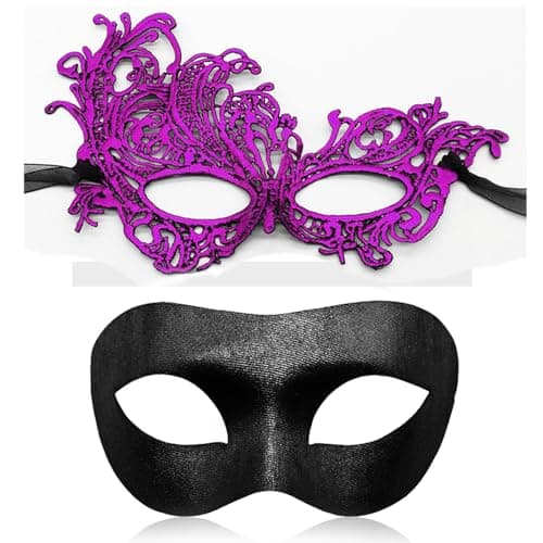 Aqearl Venetian Masquerade Mask for Couples Halloween Party Costume