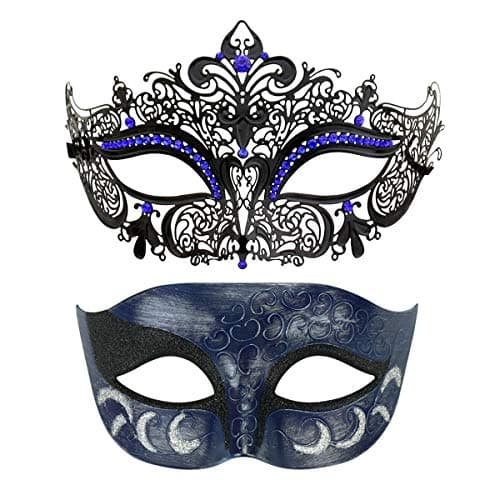 Thmyo Black Couples Venetian Masquerade Mask for Halloween Mardi Gras