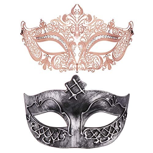 Thmyo Black Couples Venetian Masquerade Mask for Halloween Mardi Gras