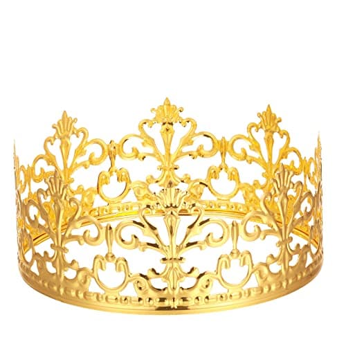6 Pack Royal Gold Crowns King and Queen Costume Accessories for Men and Kids