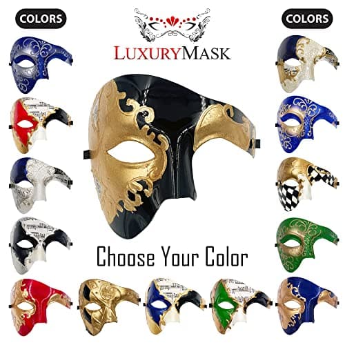 Phantom of the Opera Masquerade Mask for Men | Luxury Half Face Mask