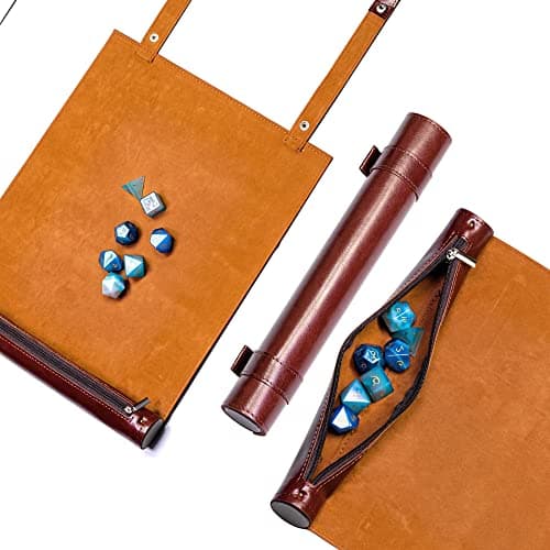 Cusdie 2 in 1 Dice Mat & Holder - DND Compatible, Colorful Dragon Scale