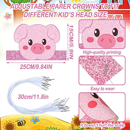 Yinder 48pcs Farm Animal Paper Crowns for Party Favors