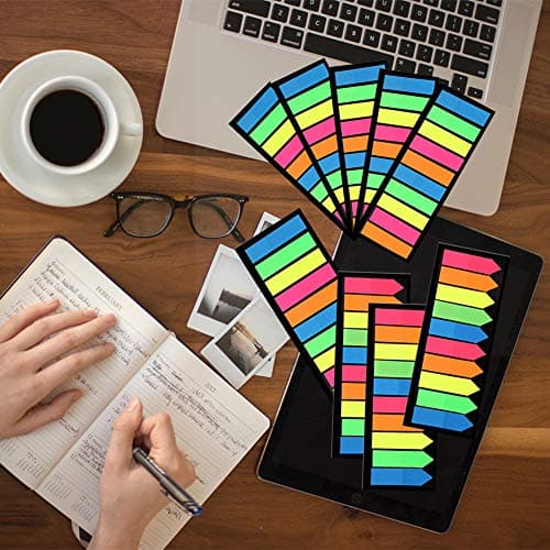 Neon Colored 3000 Piece Index Tabs, Fluorescent Stickers for Books (12 Sets, 2 Designs)