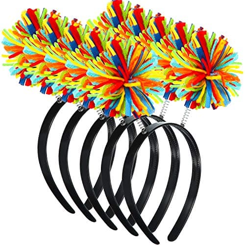 WILLBOND 5-Piece Pom Headband for Women & Adults Party Accessory