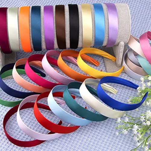 Duufin 30 Pieces Satin Headbands for Women and Girls