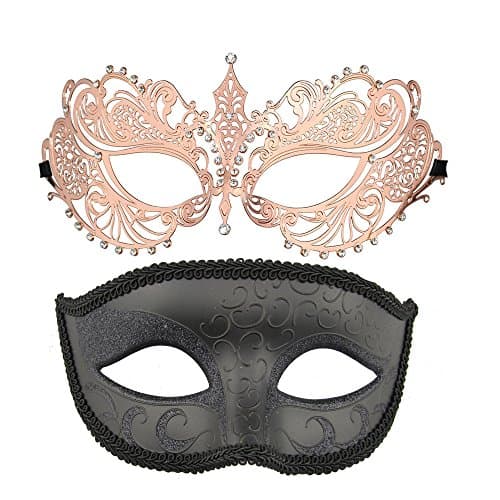 Thmyo Venetian Couple's Crown Masquerade Mask Mardi Gras Prom Costume