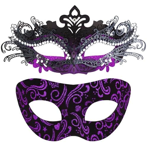 Couples Masquerade Metal Venetian Masks
