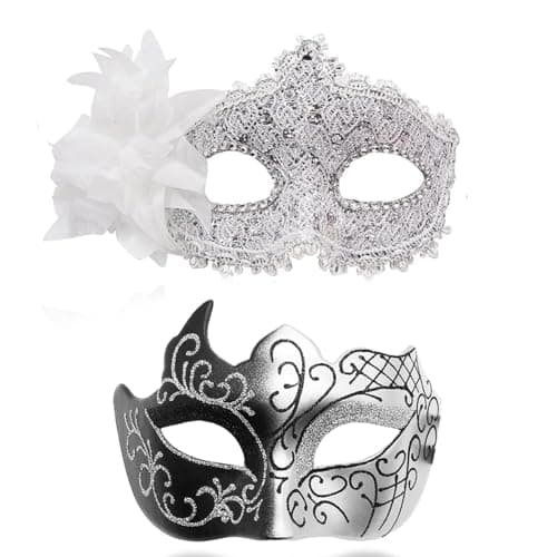 Cosmer Masquerade Mask for Couples Halloween & Mardi Gras Party