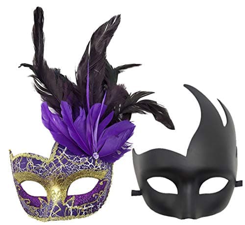 Coolwife Feather Masquerade Mask for Halloween and Cosplay