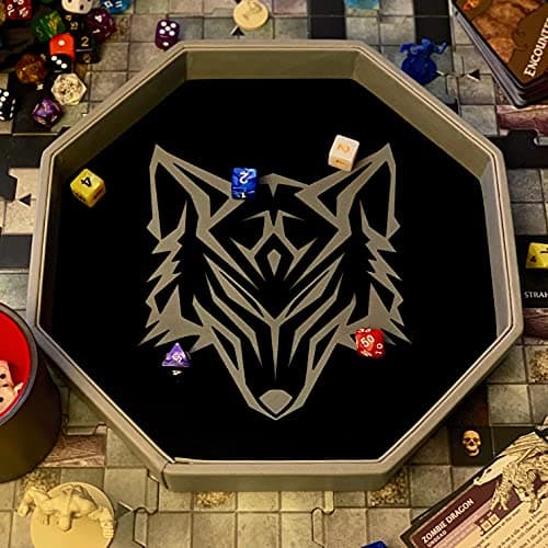 Luck Lab Black and Grey 11.5 Inch Octagonal Dice Tray with Luxurious Rolling Area