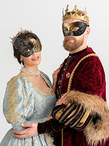 Civaner 2-Pc Couples Butterfly Rhinestone Mask for Halloween Party
